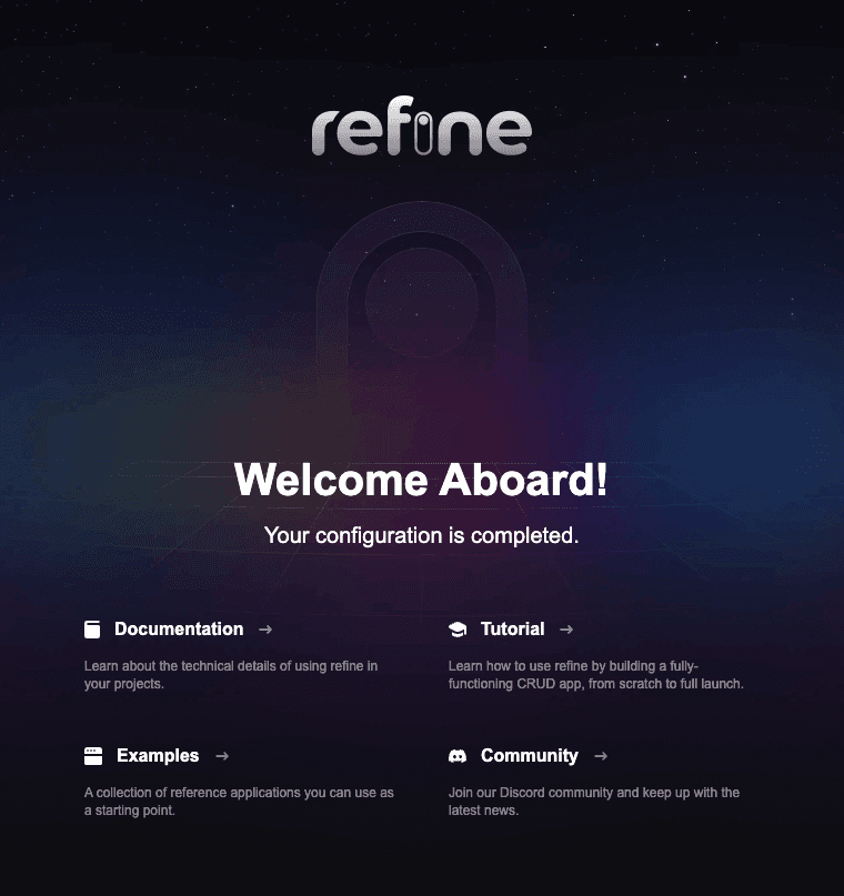 refine welcome page